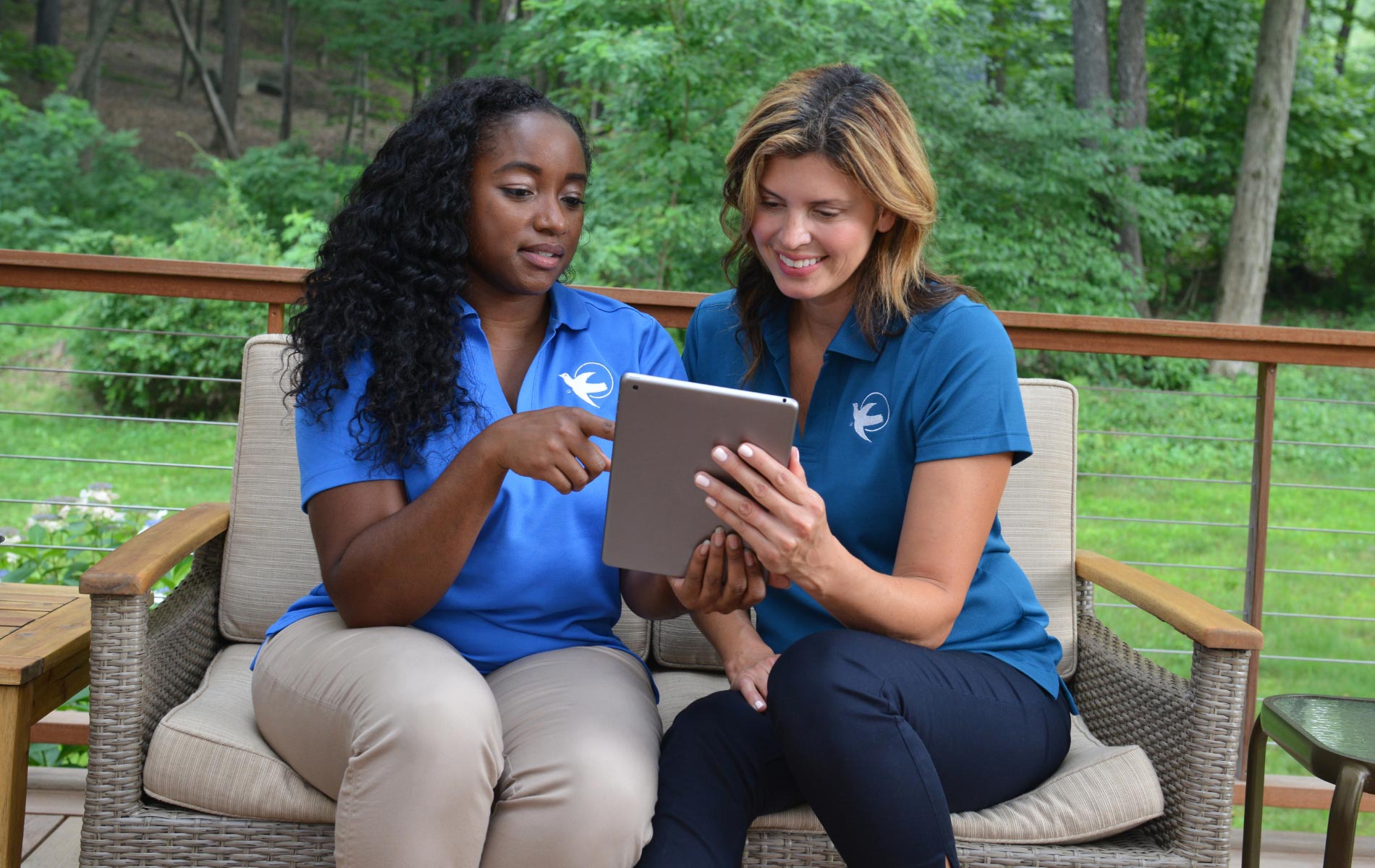 Two women with tablet